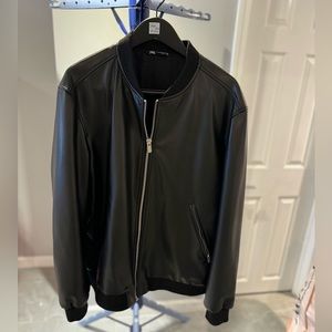 Zara pre owned Faux Leather bomber jacket XXL